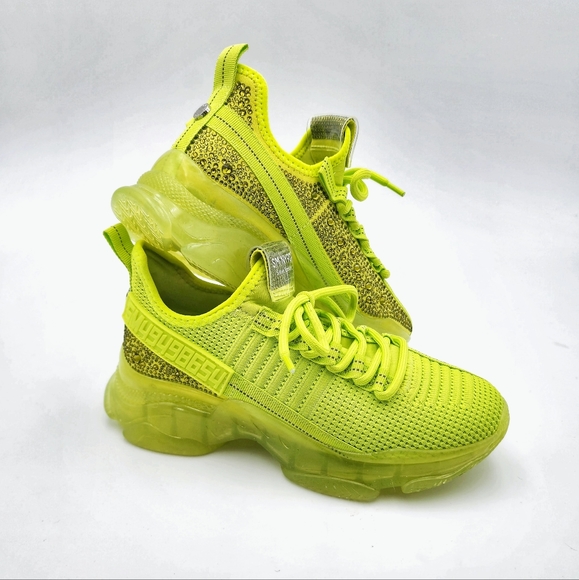 Steve Madden Shoes - Neon green NWOT Steve Madden MAXIMA sculpted rhinestone tennis shoe